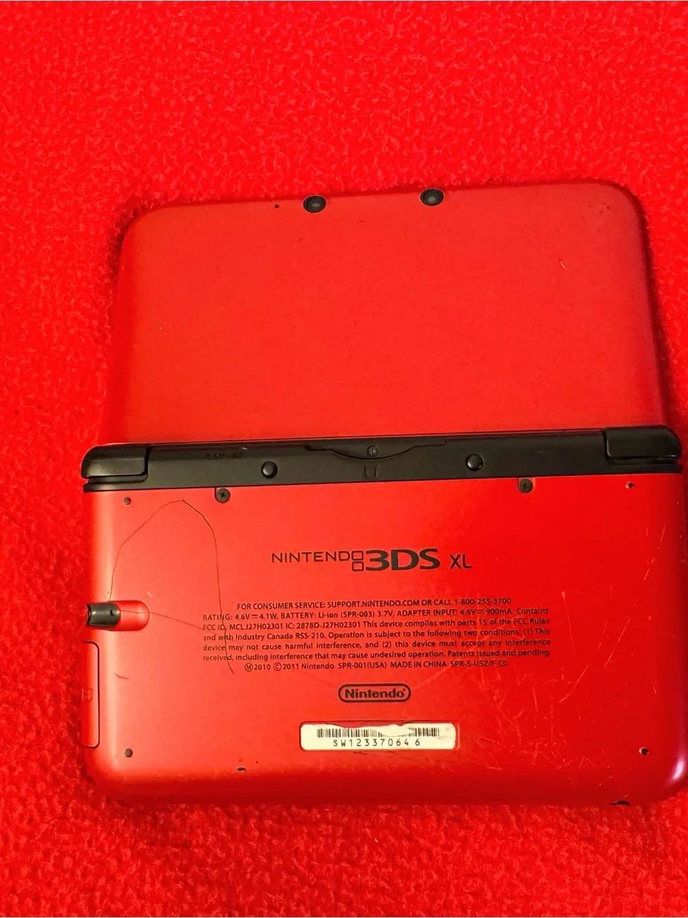Nintendo 3DS XL Handheld Console Red + Charger W/SD Card Tested- ( Read